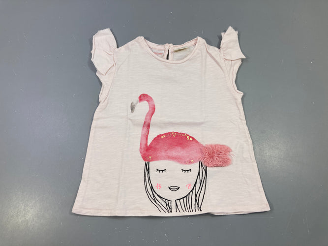 T-shirt m.c rose pâle flamand rose, moins cher chez Petit Kiwi
