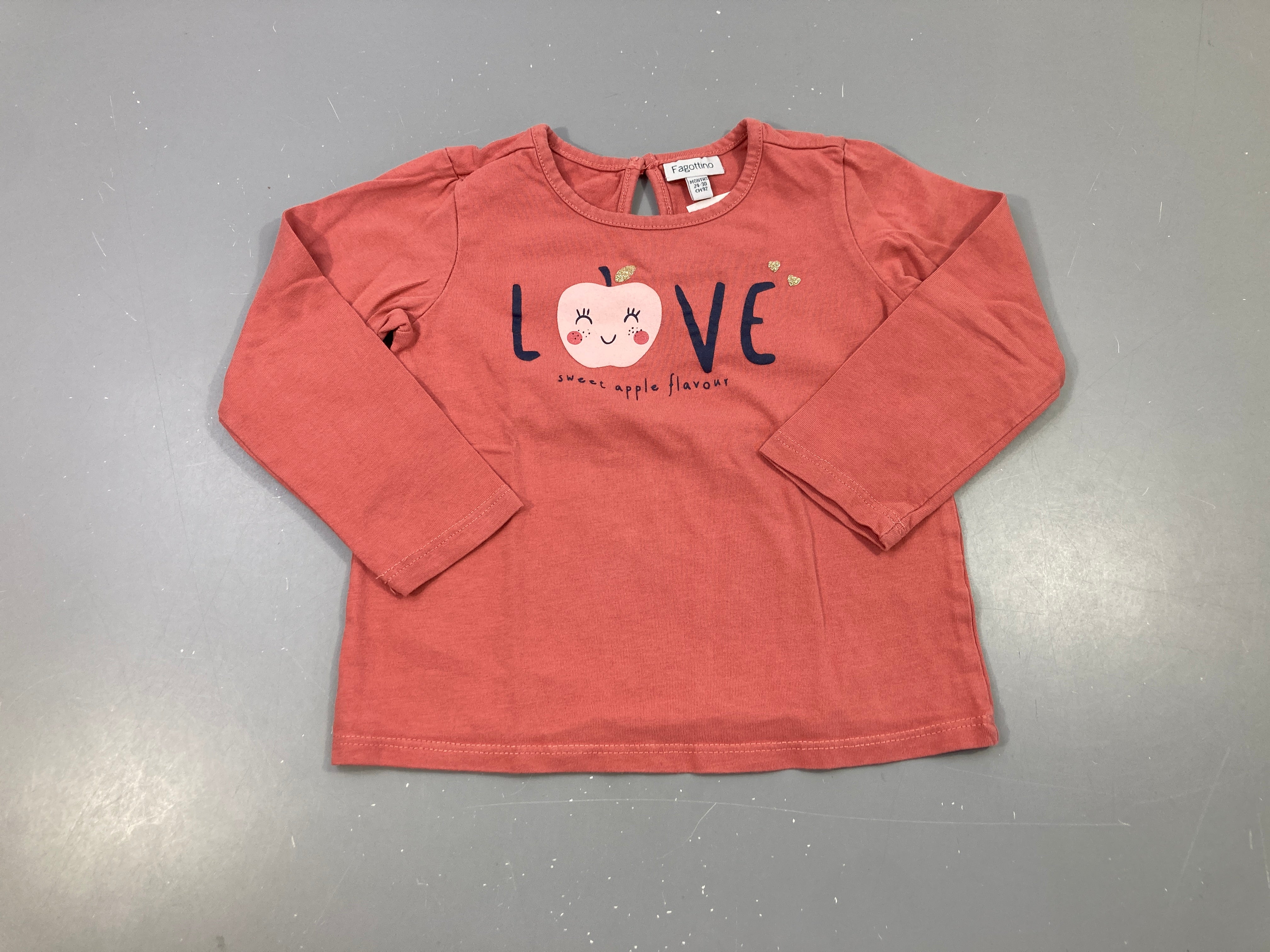 T-shirt m.l rose foncé love pomme