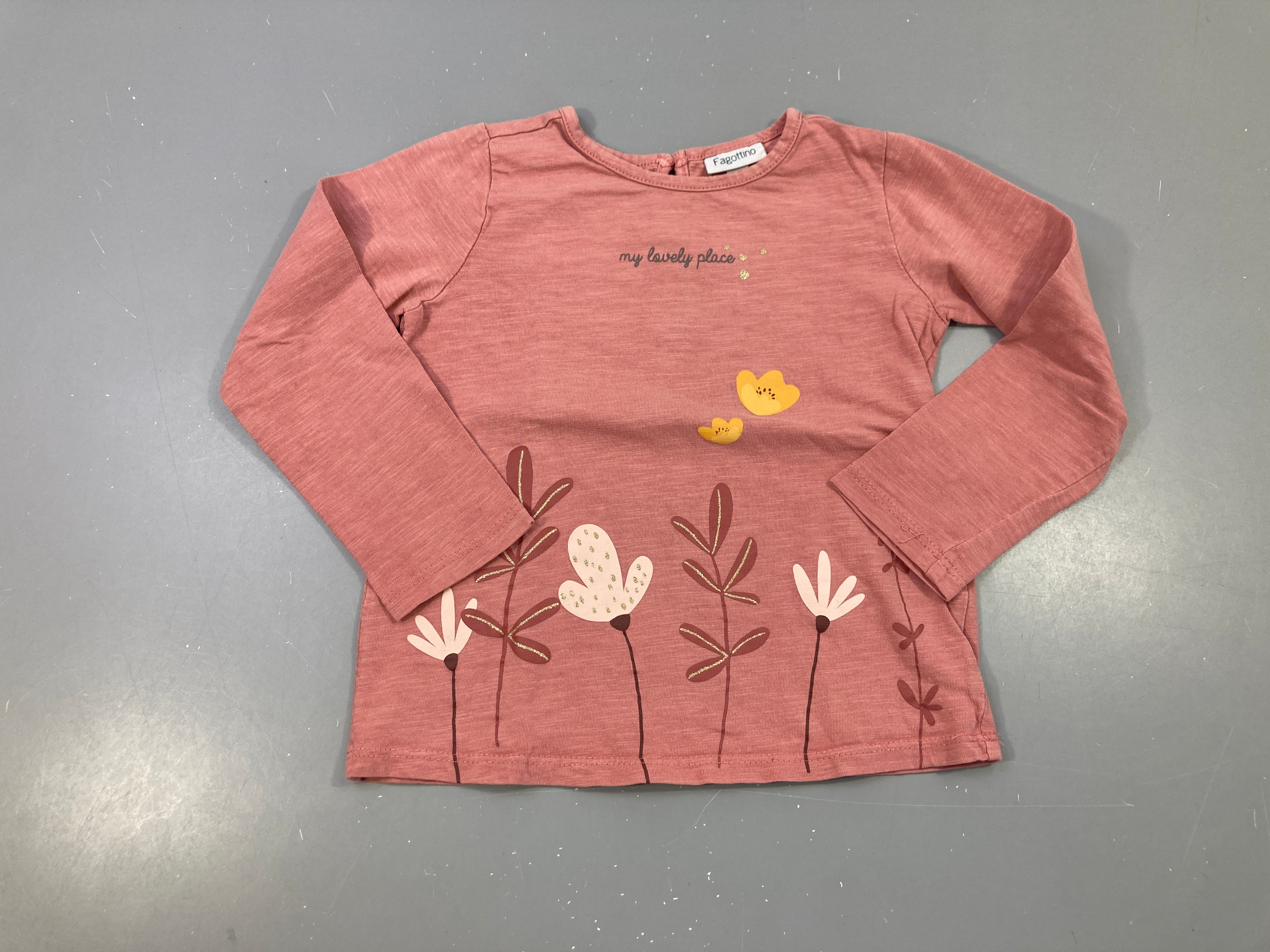 T-shirt m.l rose flammé my lovely place fleurs