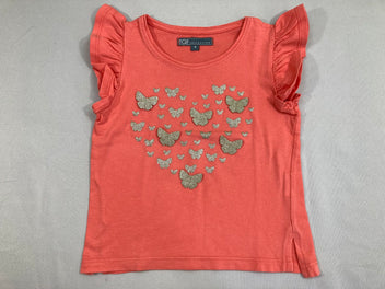 T-shirt m.c rose vif papillons appliqués
