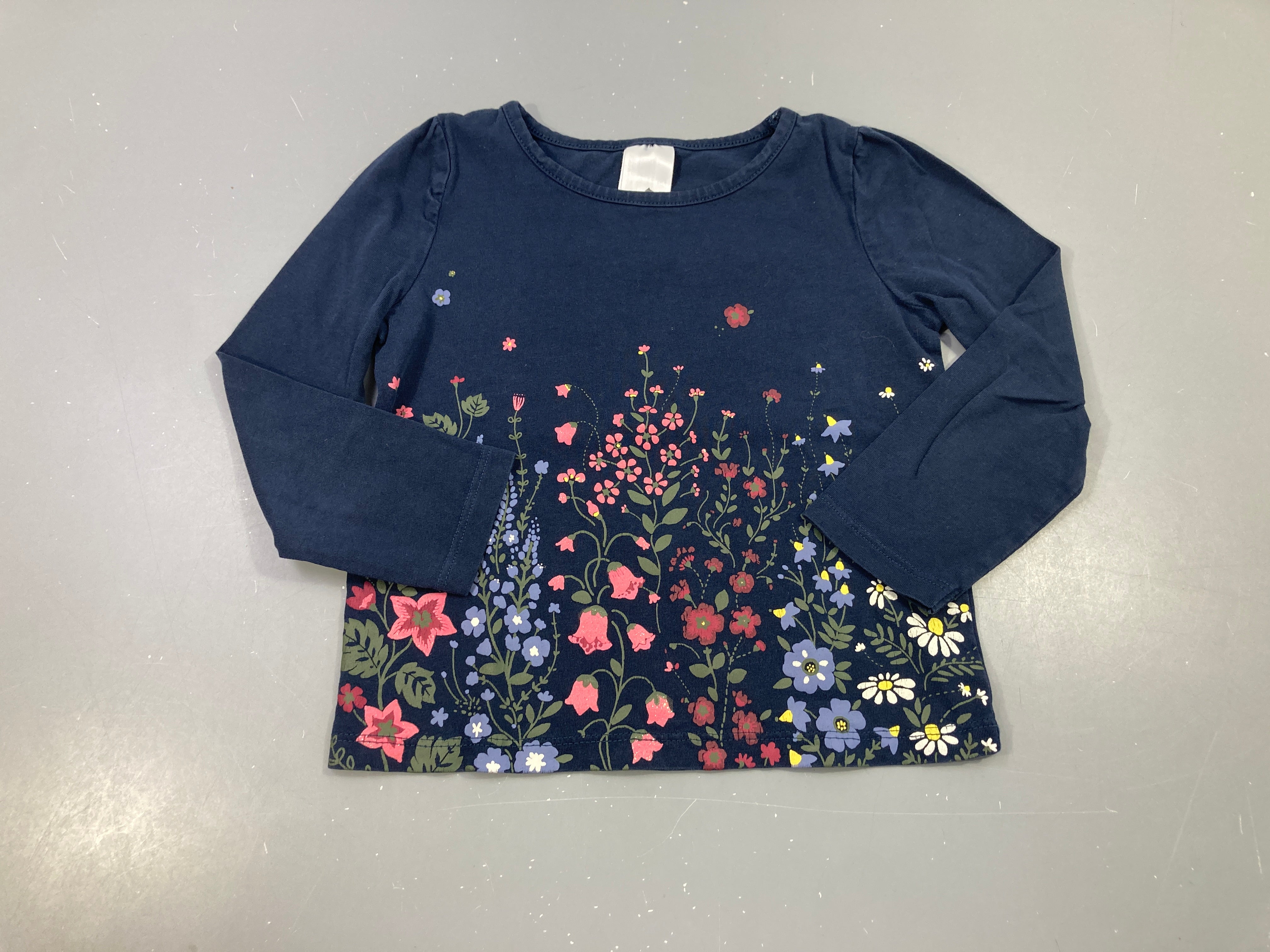 T-shirt m.l bleu foncé fleuri