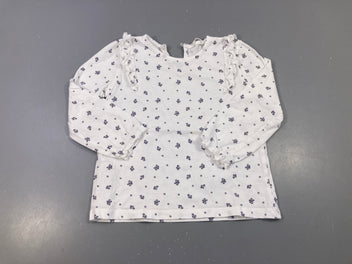 T-shirt m.l blanc fleuri froufrous