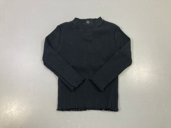 T-shirt m.l noir côtelé col montant