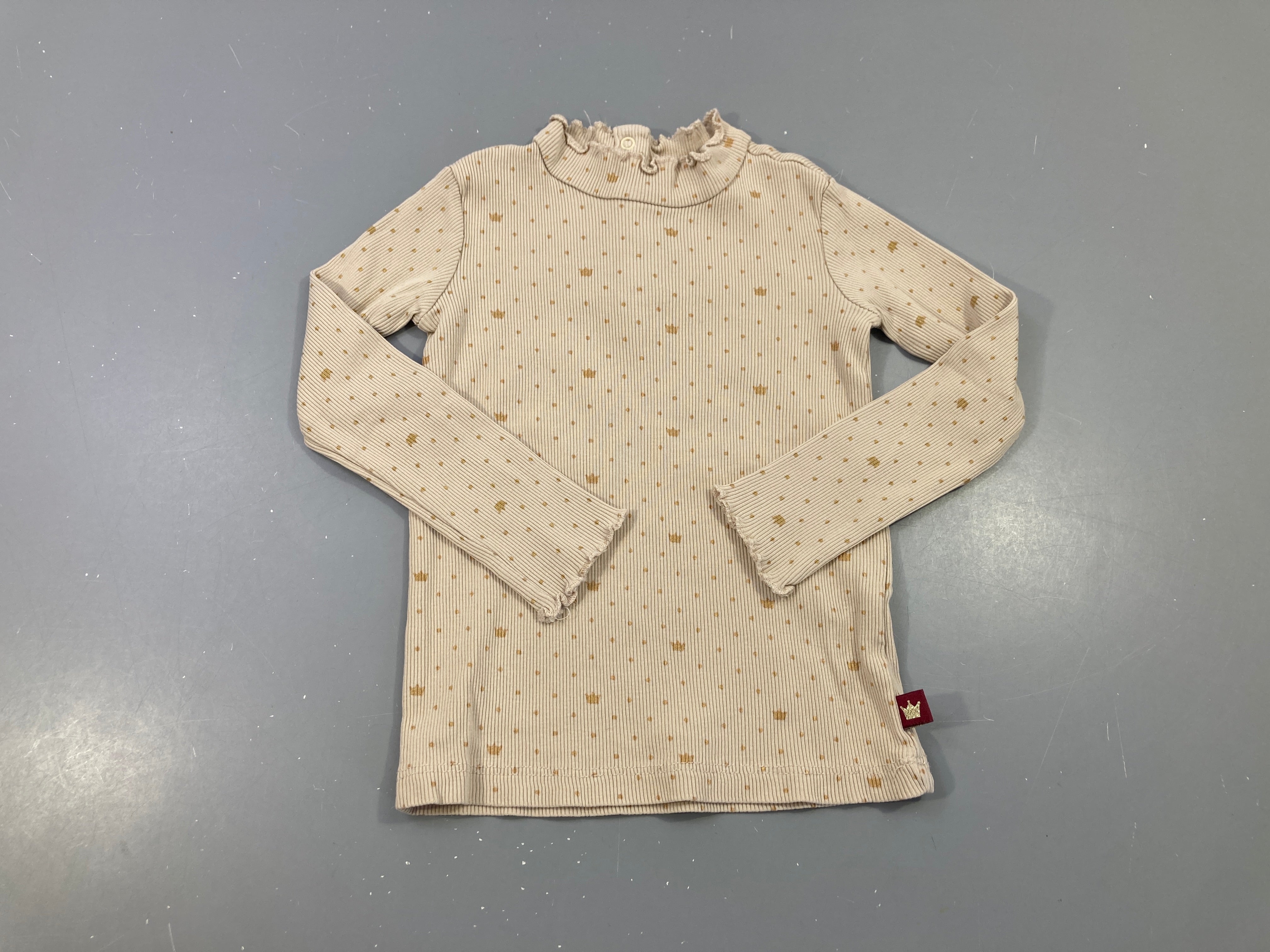 T-shirt m.l beige côtelé étoiles col montant