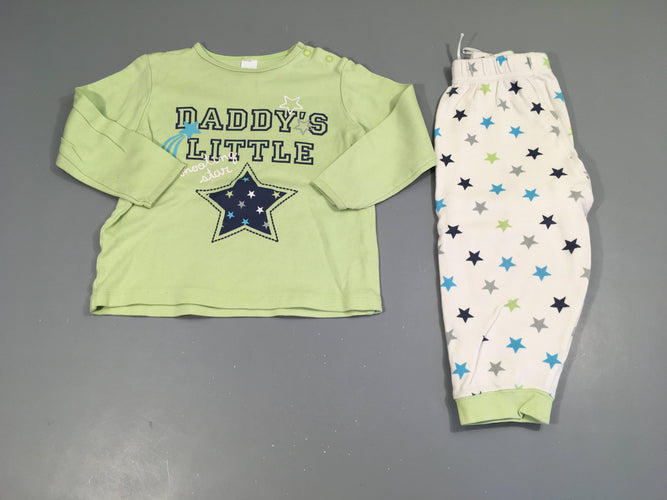 Pyjama 2pcs jersey vert/blanc étoiles Daddy's, moins cher chez Petit Kiwi