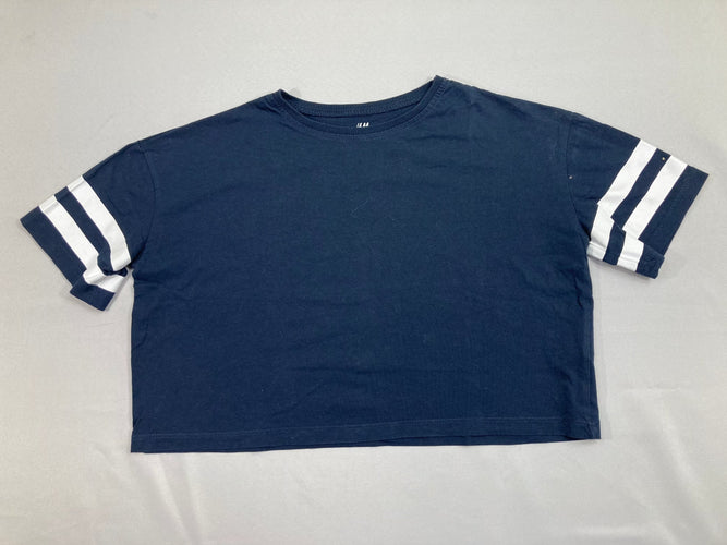 T-shirt m.c court bleu foncé bandes blanches, moins cher chez Petit Kiwi