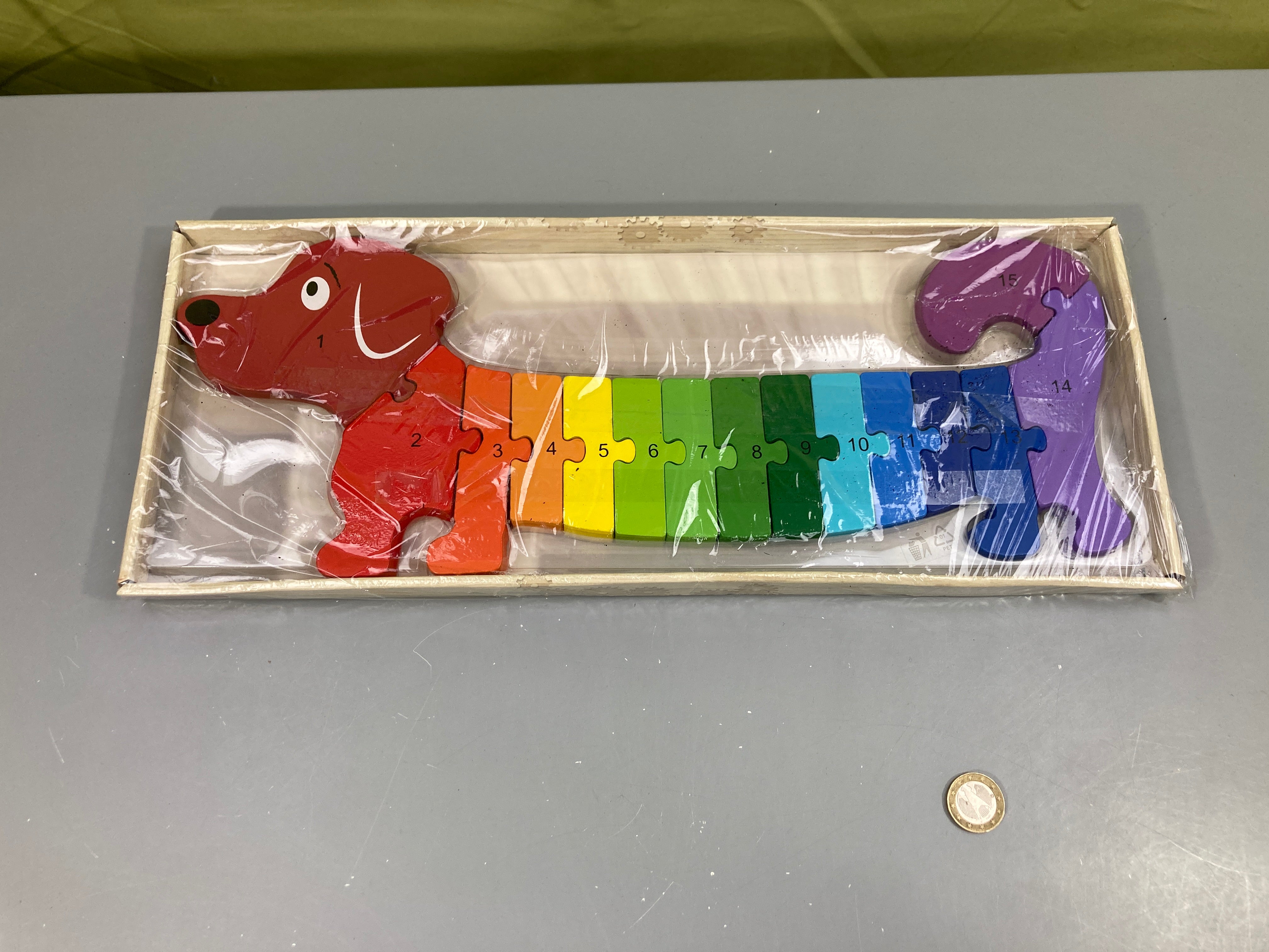 Puzzle chien en bois chiffres