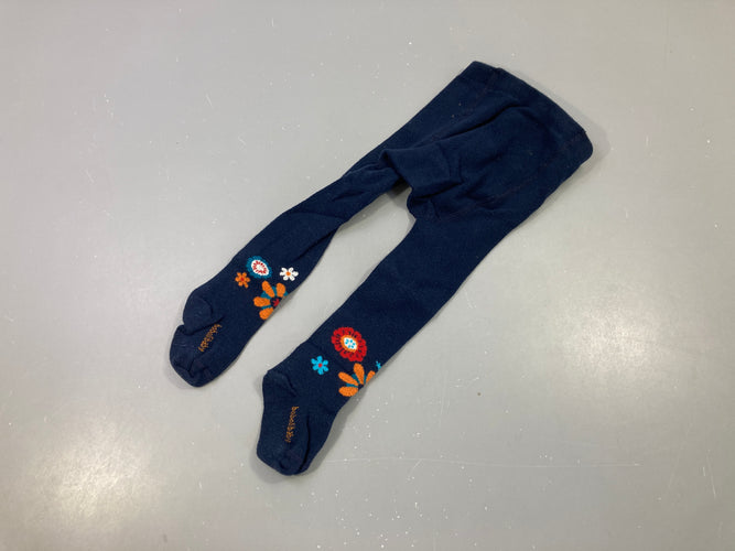 Collants bleu foncé fleurs, moins cher chez Petit Kiwi