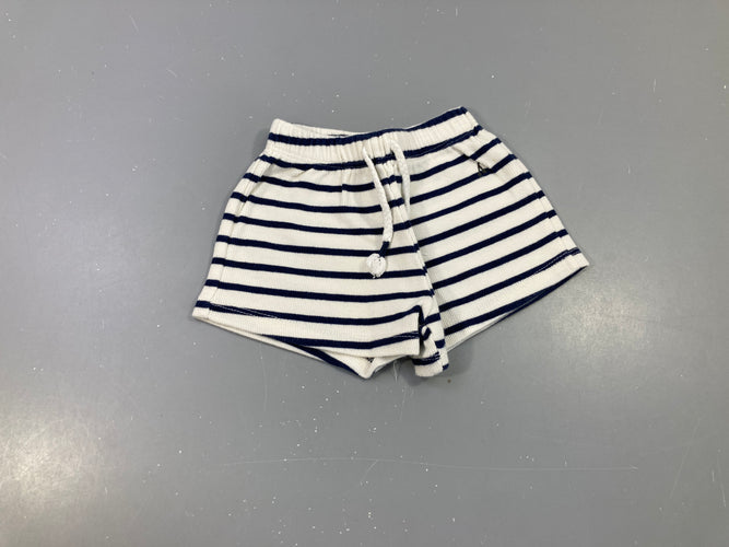 Short jersey côtelé rayé blanc/bleu, moins cher chez Petit Kiwi