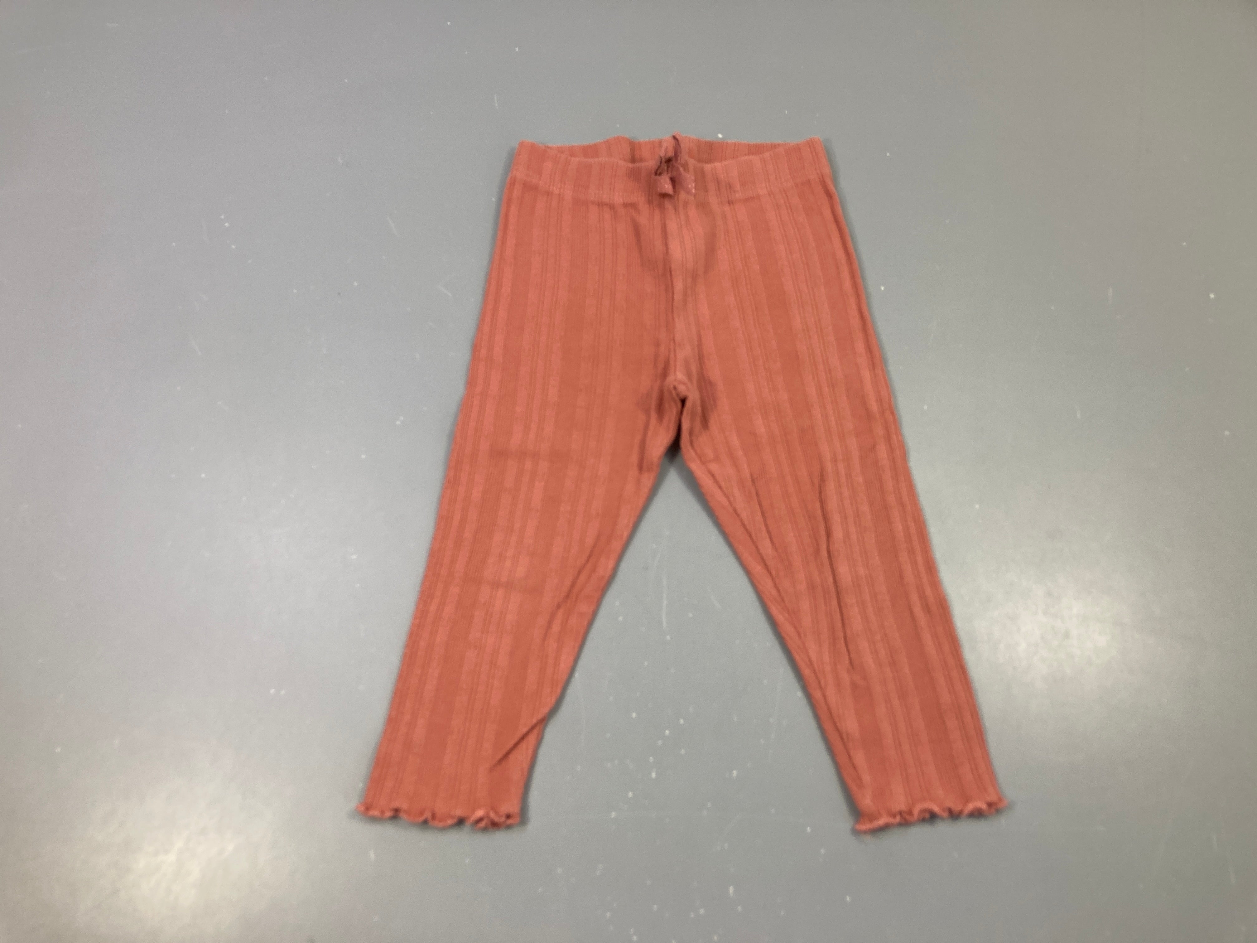 Legging rose côtelé noeud