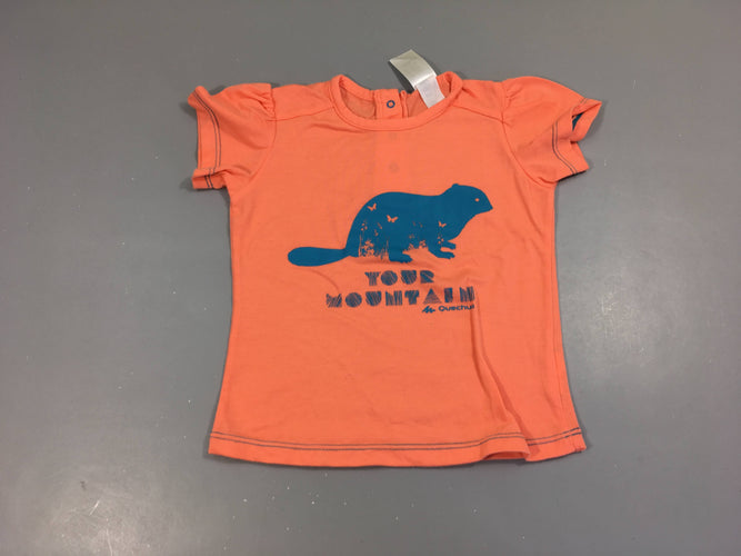 T-shirt m.c corail Marmotte, moins cher chez Petit Kiwi