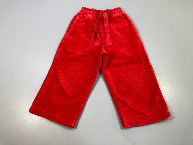 Pantalon velours côtelé rouge wide leg, moins cher chez Petit Kiwi