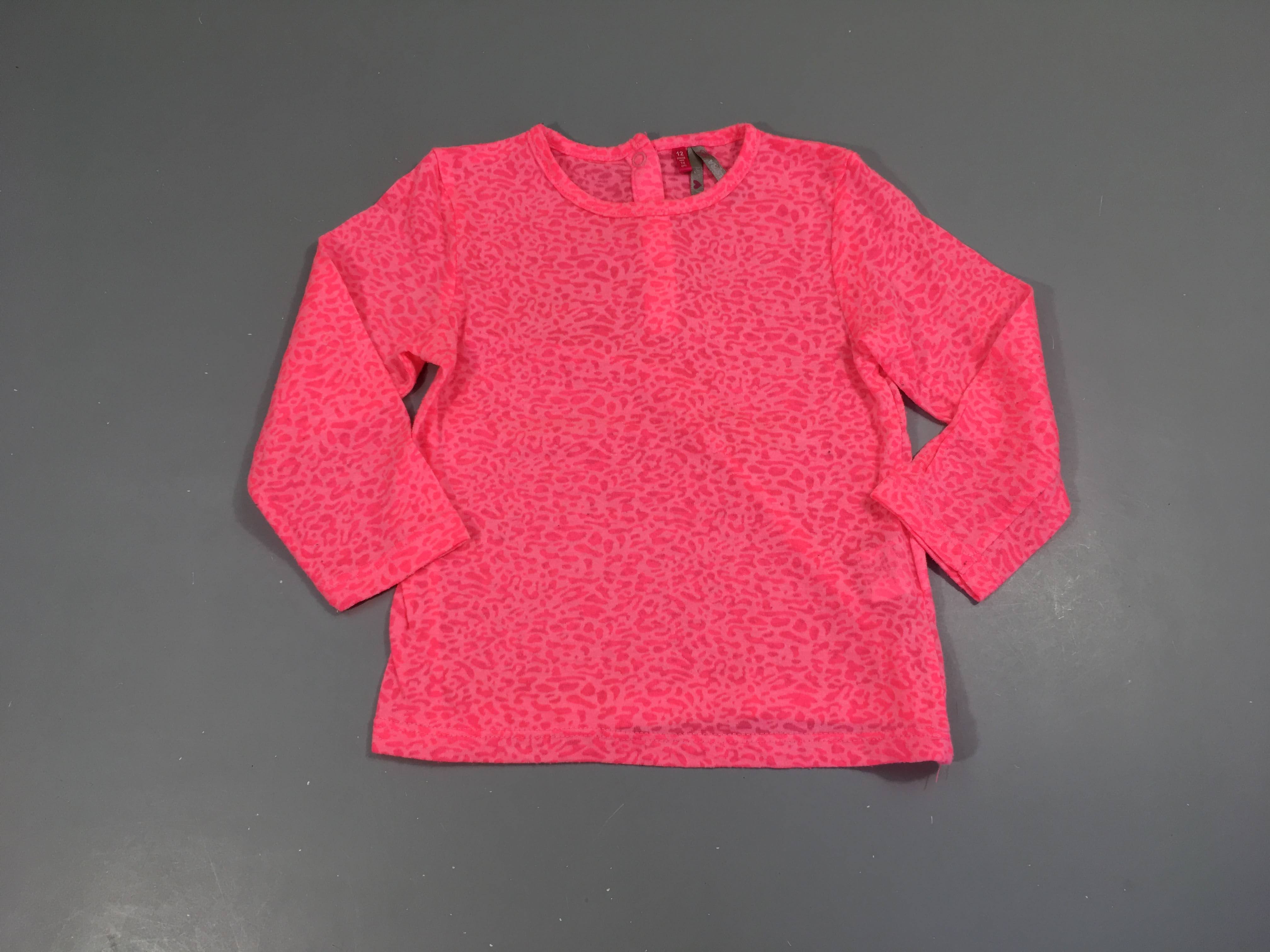 T-shirt m.l rose léopard bouloché