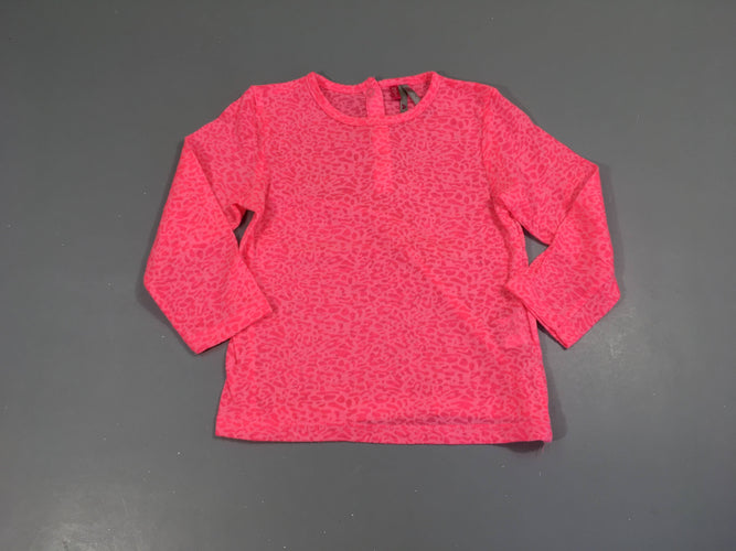 T-shirt m.l rose léopard bouloché, moins cher chez Petit Kiwi