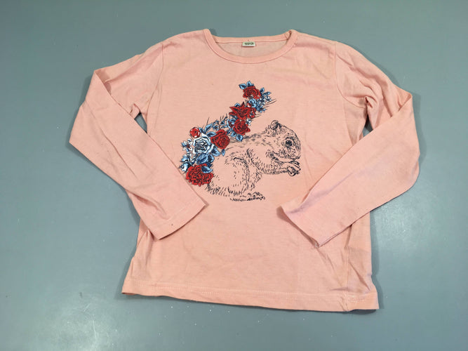 T-shirt m.l rose fleurs rouges-bleus, moins cher chez Petit Kiwi