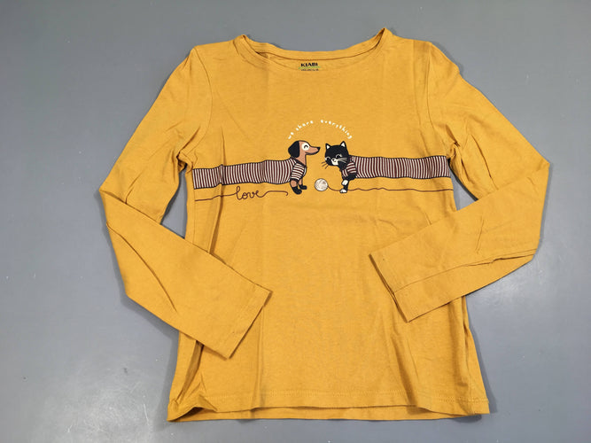 T-shirt m.l jaune animaux chien chat basset, moins cher chez Petit Kiwi