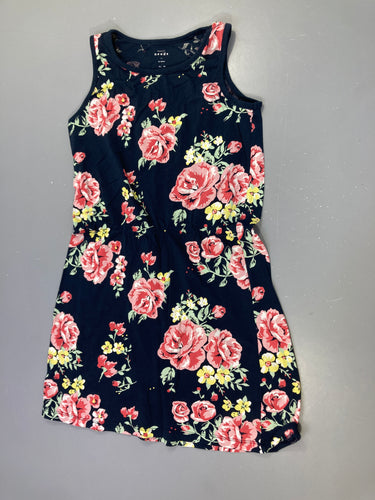 Robe s.m jersey bleu foncé fleurie, moins cher chez Petit Kiwi