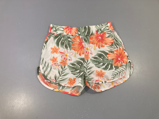 Short léger blanc fleuri, moins cher chez Petit Kiwi