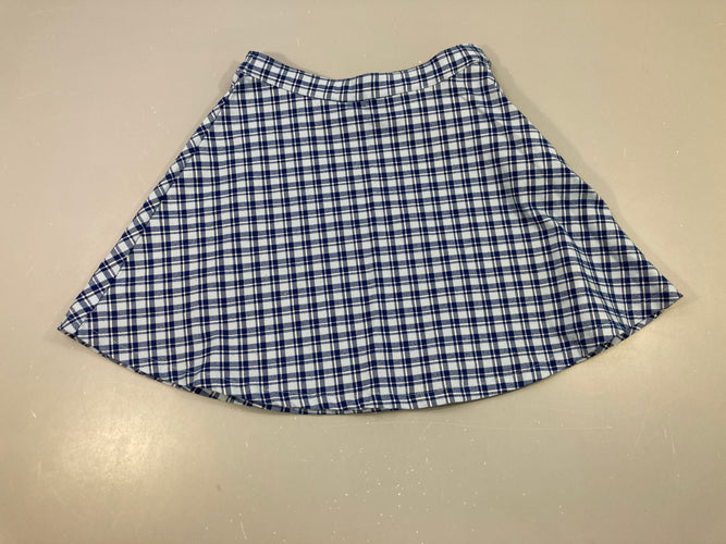 Jupe flanelle carreaux bleus, légèrement boulochée, moins cher chez Petit Kiwi