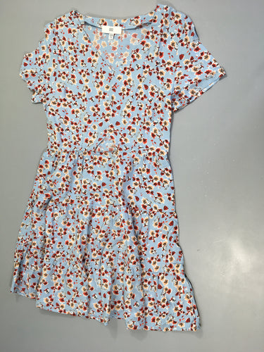 Robe m.c bleue fleurie rouge, moins cher chez Petit Kiwi