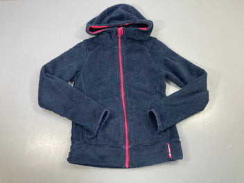 Gilet zippé velours bleu foncé à capuche
