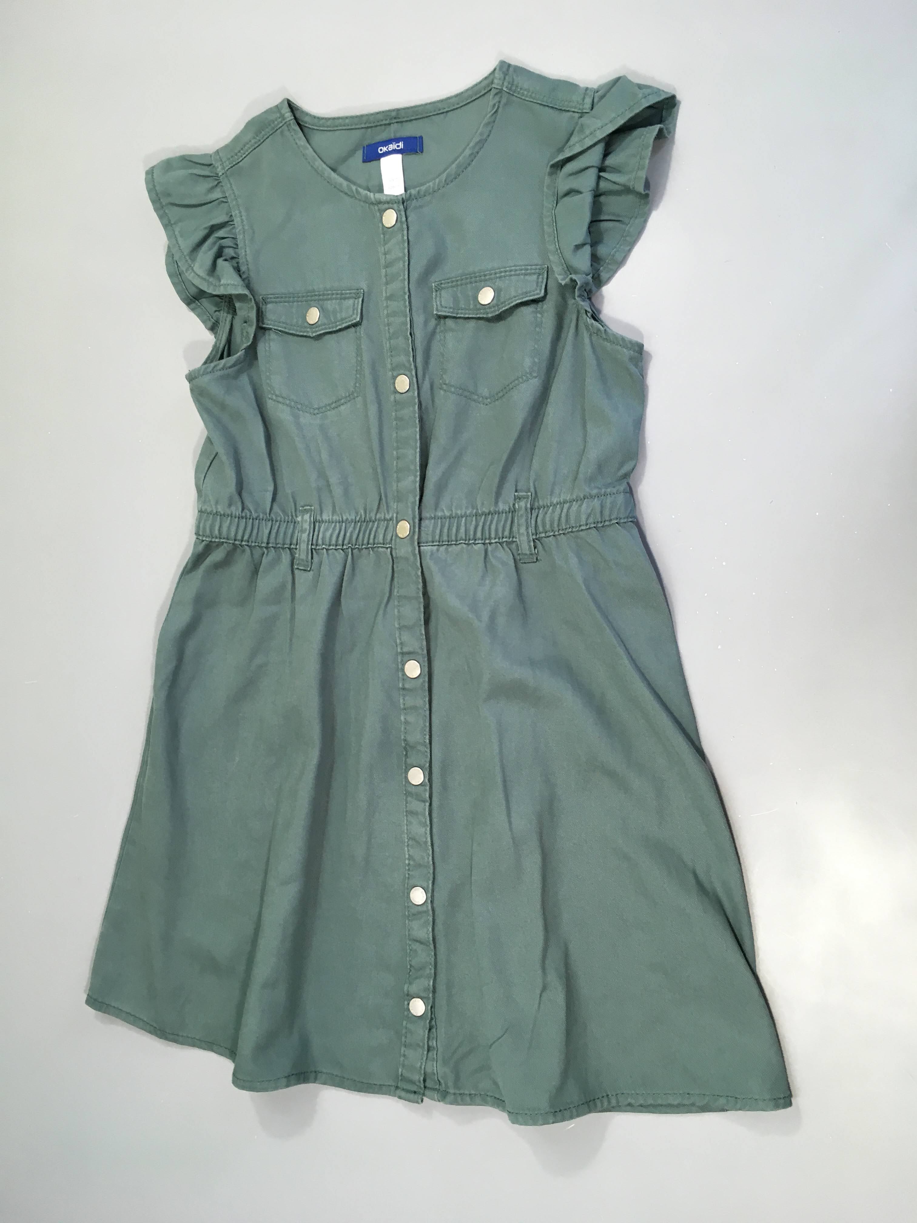 Robe s.m kaki froufrou manches