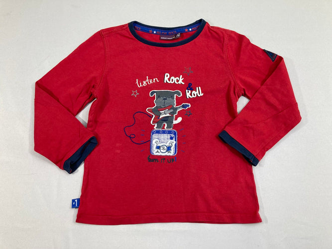 T-shirt m.l rouge Listen Rock, moins cher chez Petit Kiwi