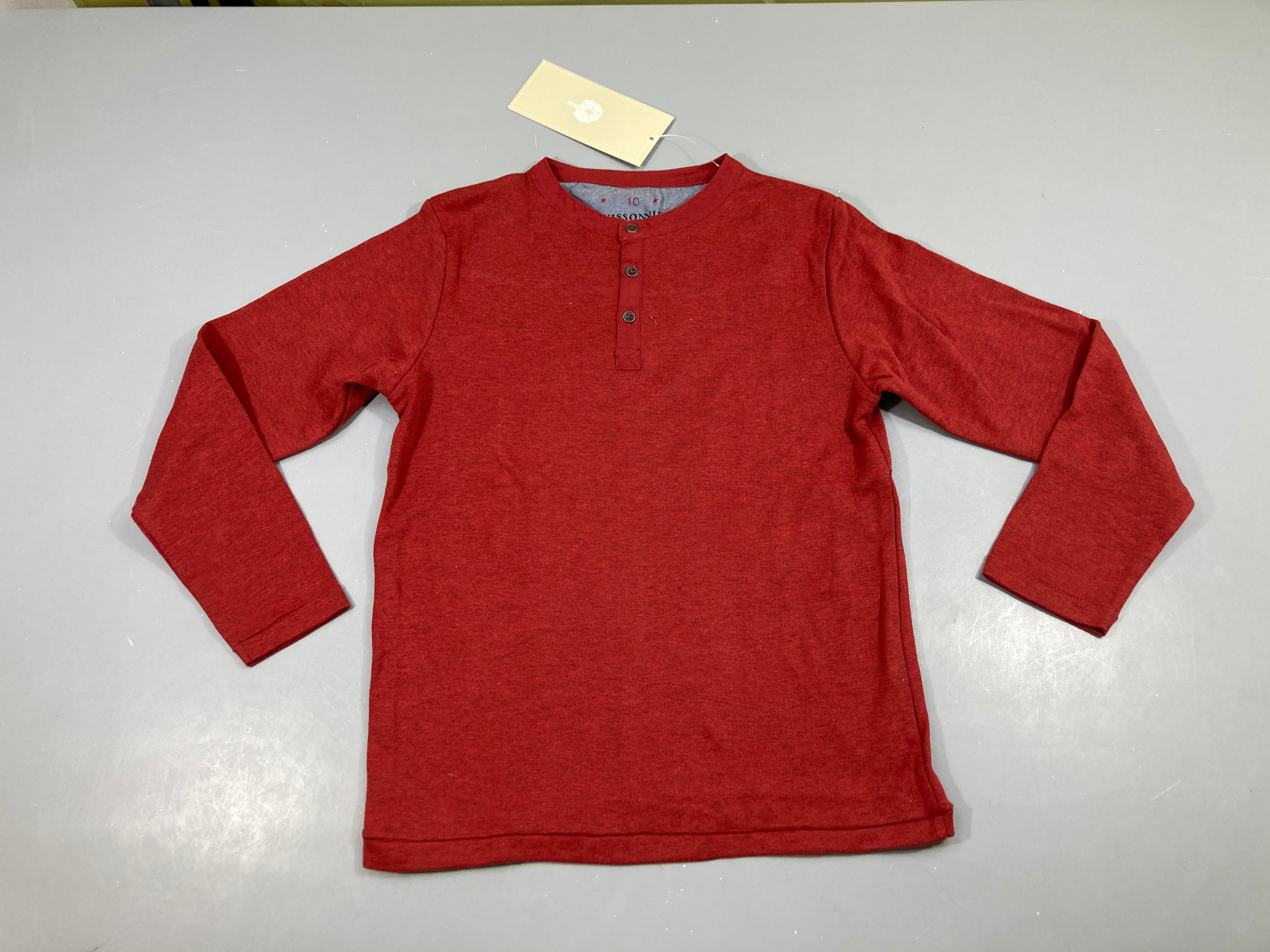 Neuf-T-shirt m.l rouge foncé chiné