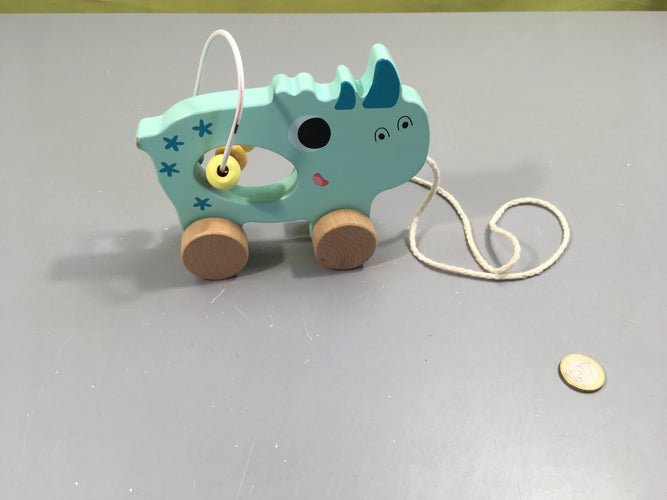 Looping des animaux à tirer, rhino, Cultura, moins cher chez Petit Kiwi