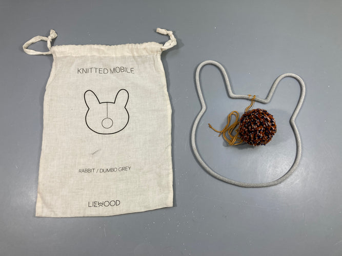 Liewood - Mobile de Pompons Odin - Rabbit Dumbo Grey, moins cher chez Petit Kiwi