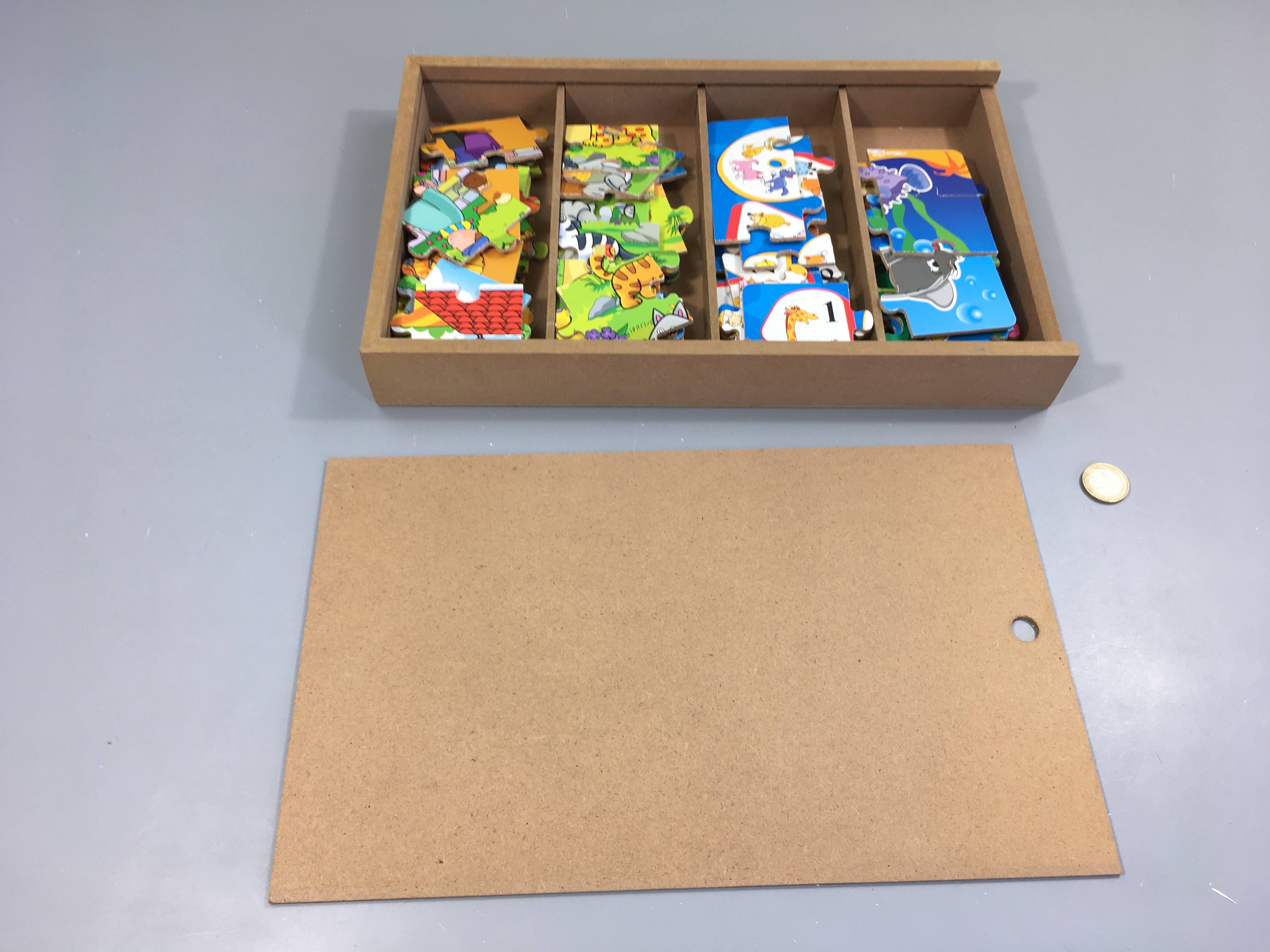 Boîte de 4 puzzle en bois anmaux
