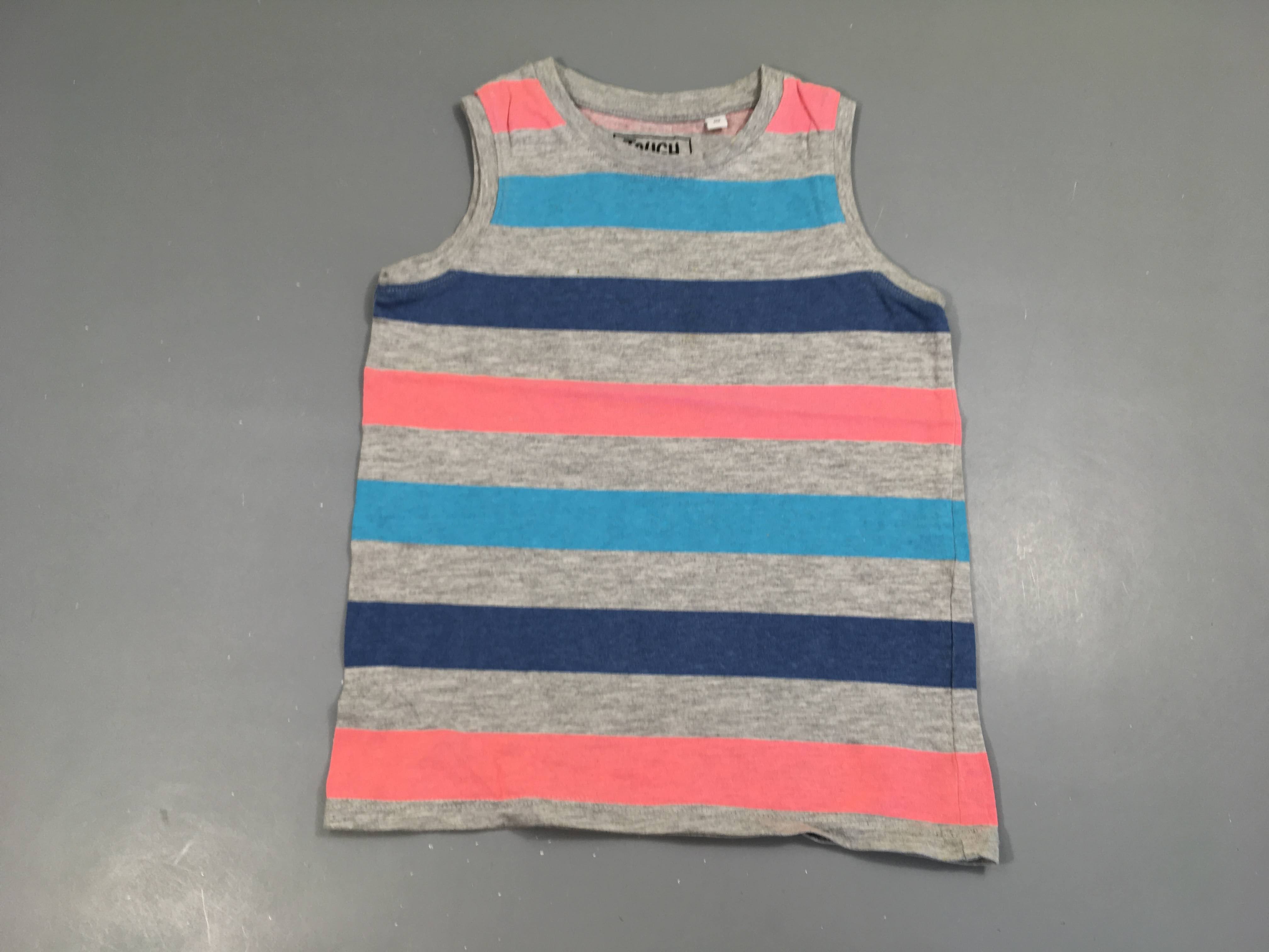 T-shirt s.m gris rayé bleu-rose chiné