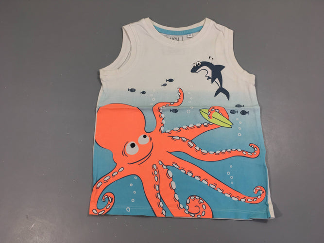 T-shirt s.m blanc pieuvre, moins cher chez Petit Kiwi