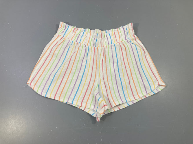 Short jersey blanc ligné couleur, moins cher chez Petit Kiwi