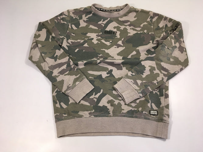 Sweat gris effet camouflage-Bouloché, moins cher chez Petit Kiwi