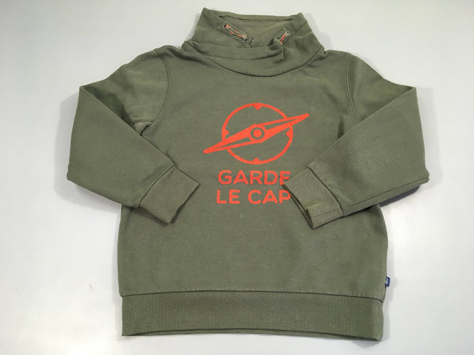 Sweat col châle kaki gris Garde le cap, moins cher chez Petit Kiwi