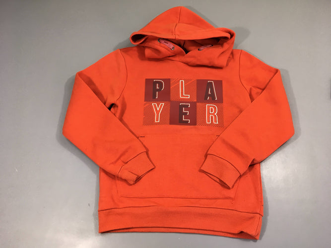 Sweat à capuche orange Player Bouloché, moins cher chez Petit Kiwi