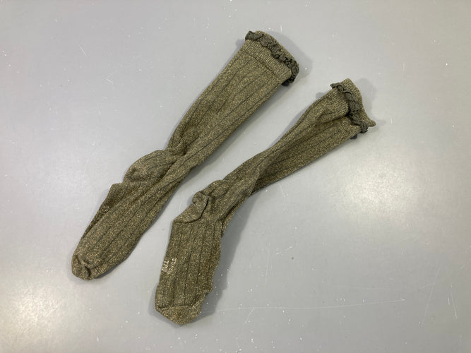 Chaussettes kaki irisé doré, moins cher chez Petit Kiwi