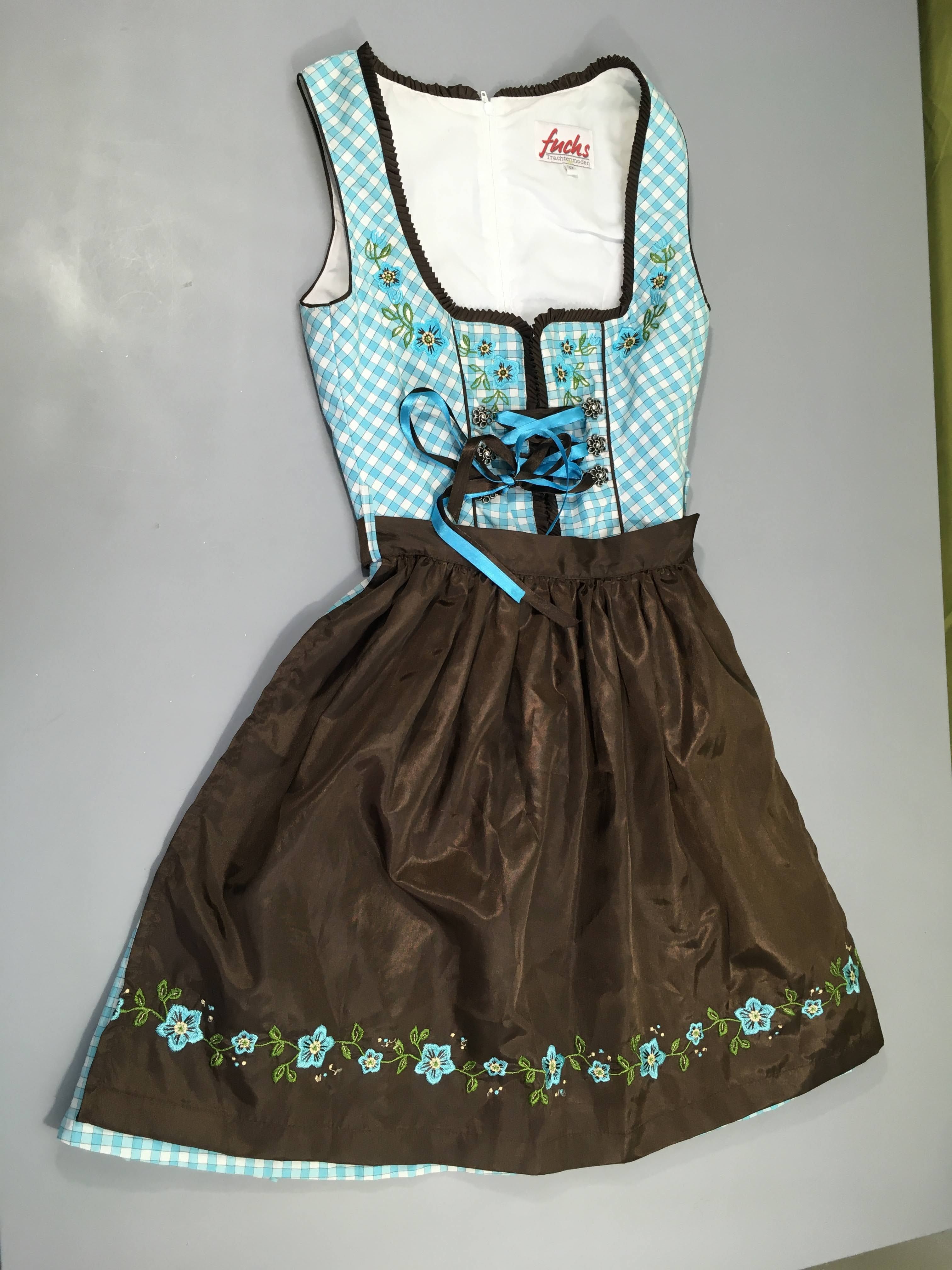 Déguisement robe bavaroise bleu/brun, Fucks, taille 32
