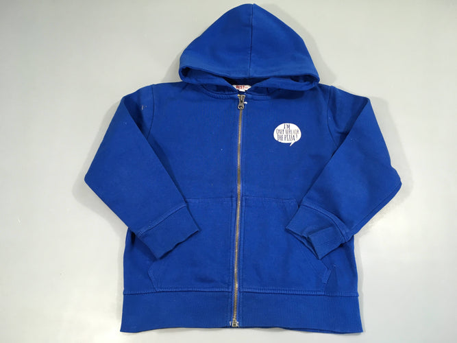 Sweat zippé à capuche bleu I'm Pizza, moins cher chez Petit Kiwi