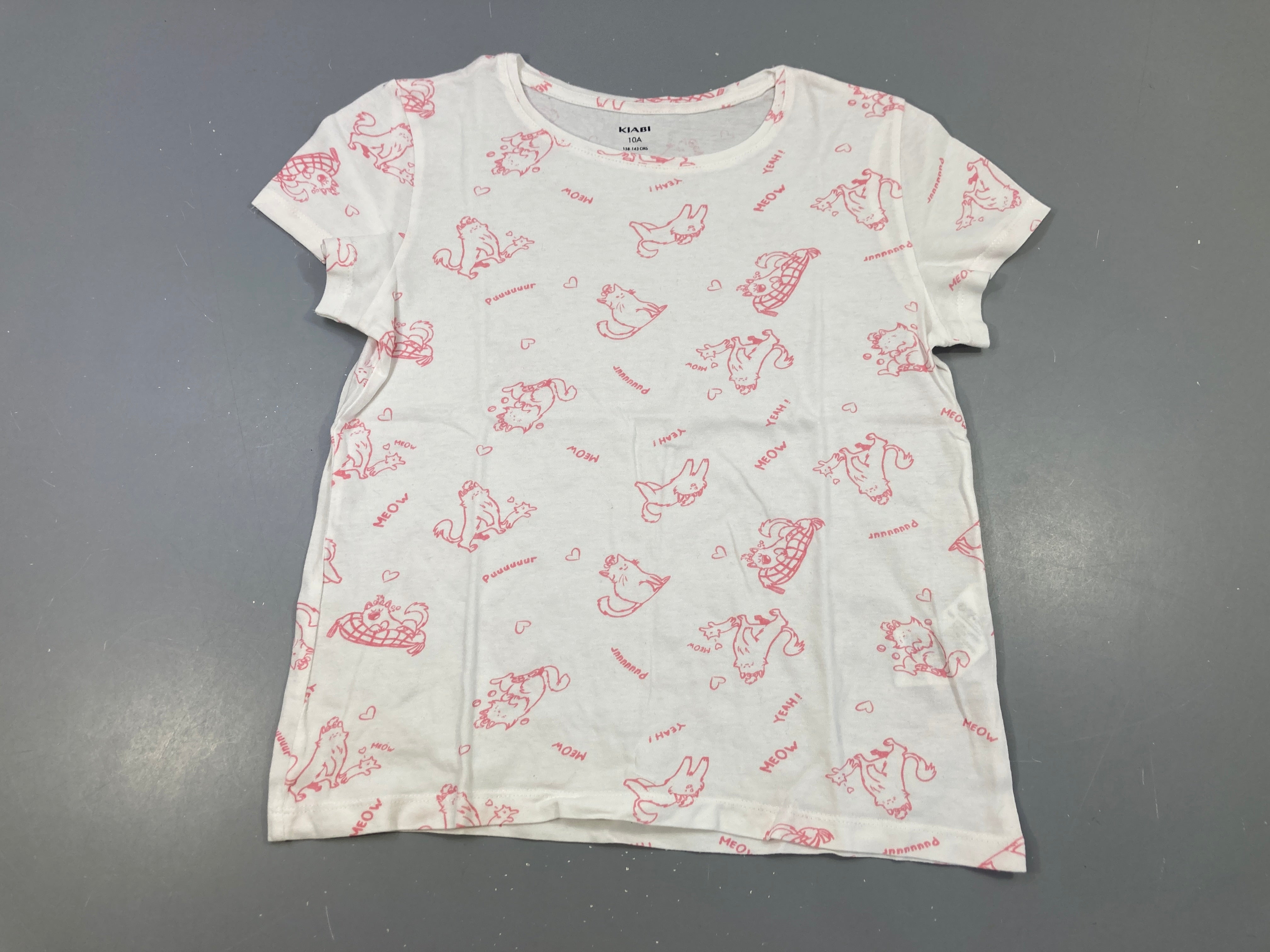 T-shirt m.c blanc Chats roses bouloché