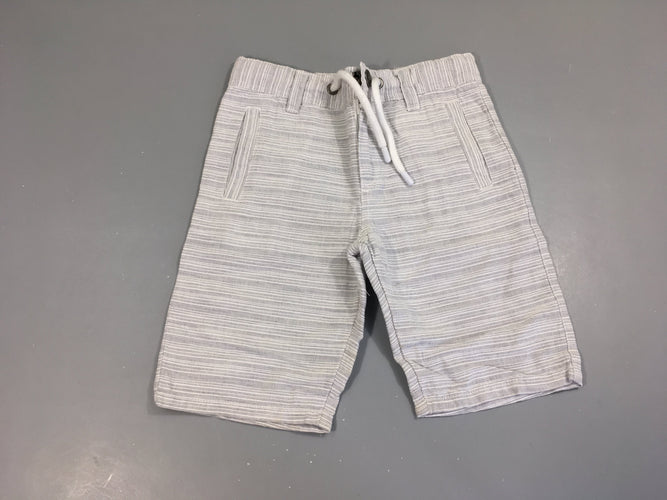 Bermuda texturé bleu clair rayé blanc, moins cher chez Petit Kiwi