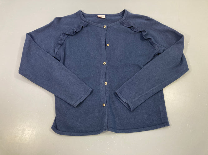 Gilet bleu foncé froufrou irisé, moins cher chez Petit Kiwi