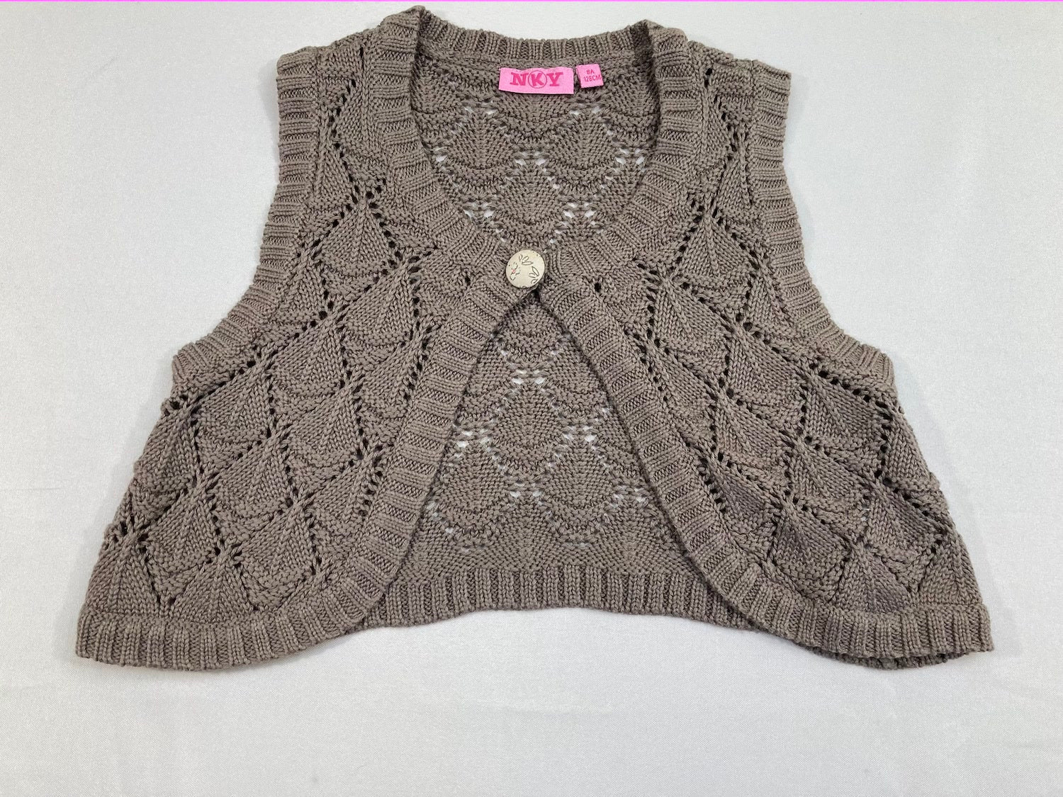 Gilet s.m brun mailles ajouré