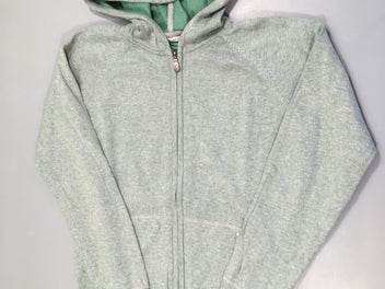Gilet zippé vert/gris chiné à capuche