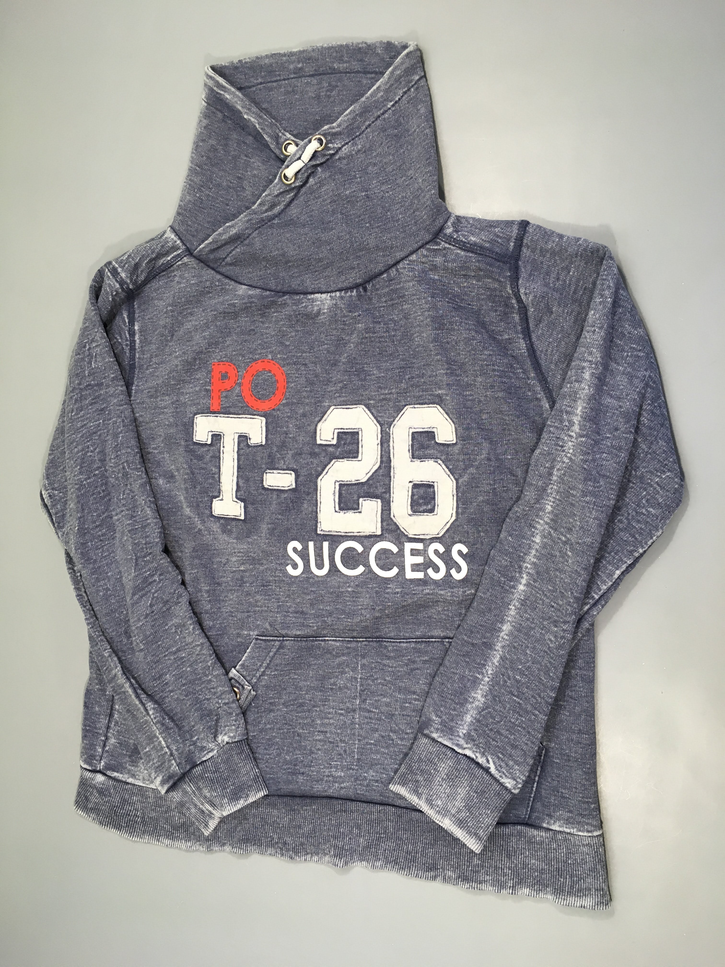 Sweat léger à capuche bleu chiné T-26