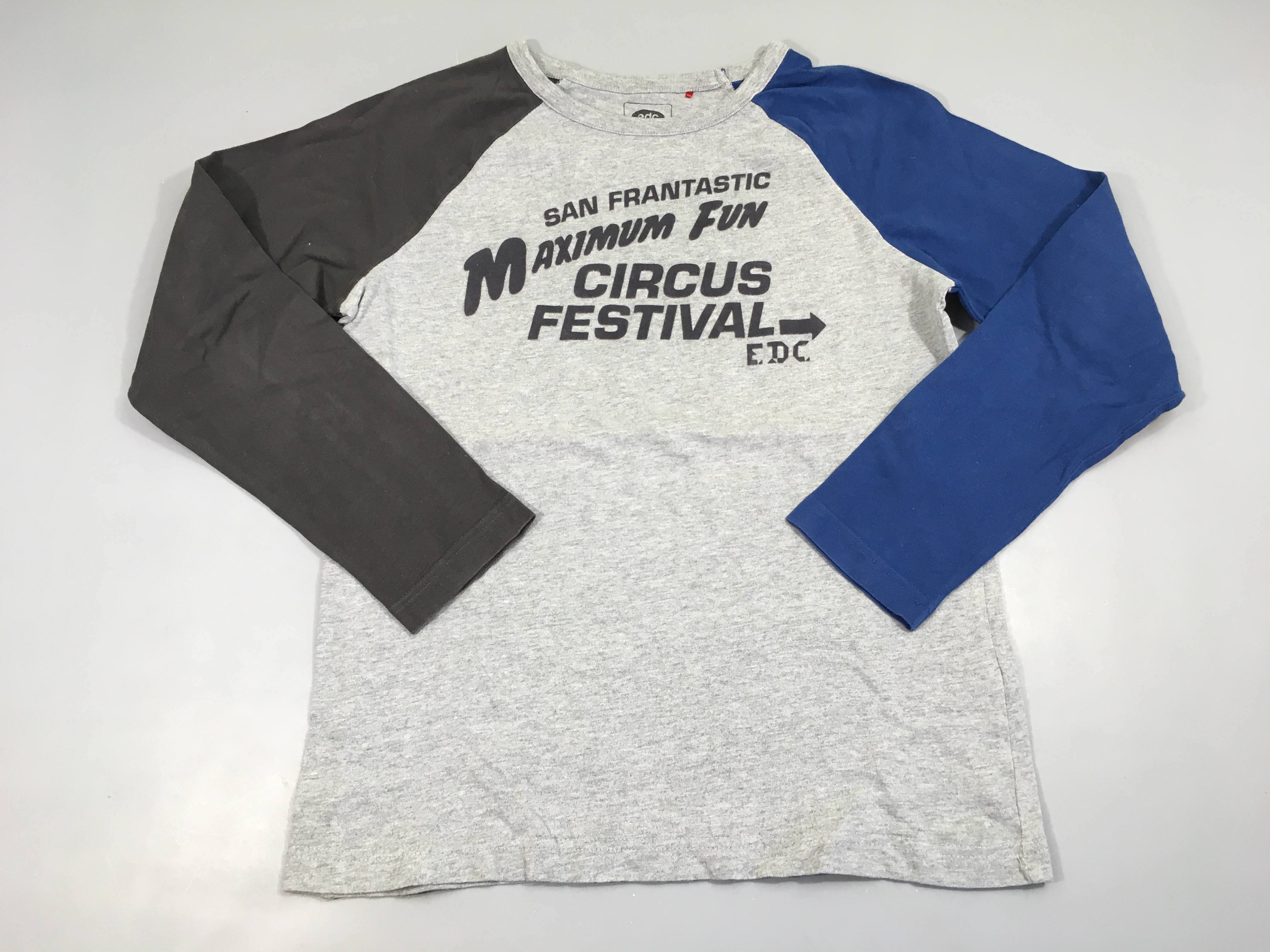 T-shirt m.l gris chiné/bleu maximum fun