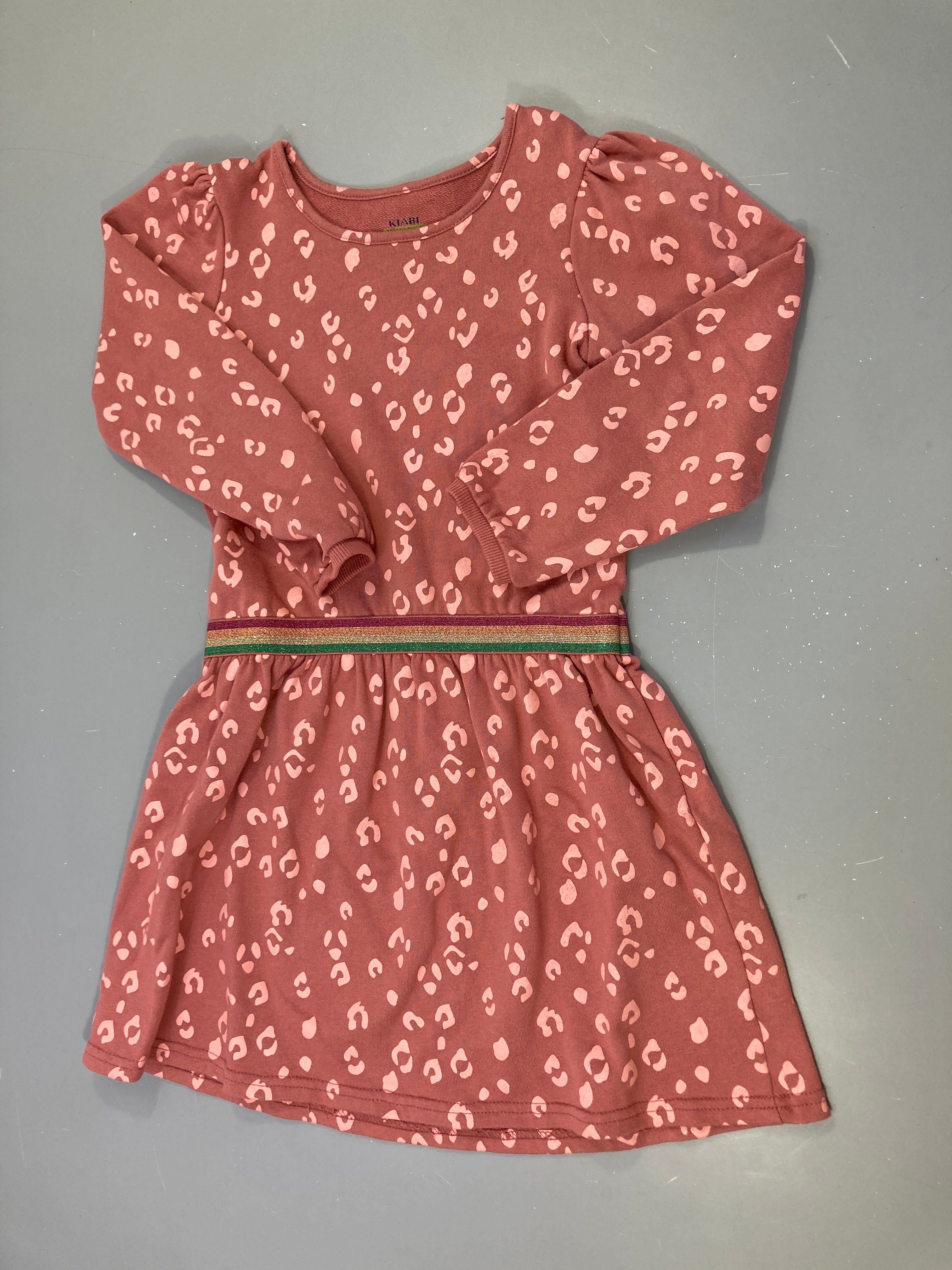 Robe m.l vieux rose molleton léopard légèrement boulochée