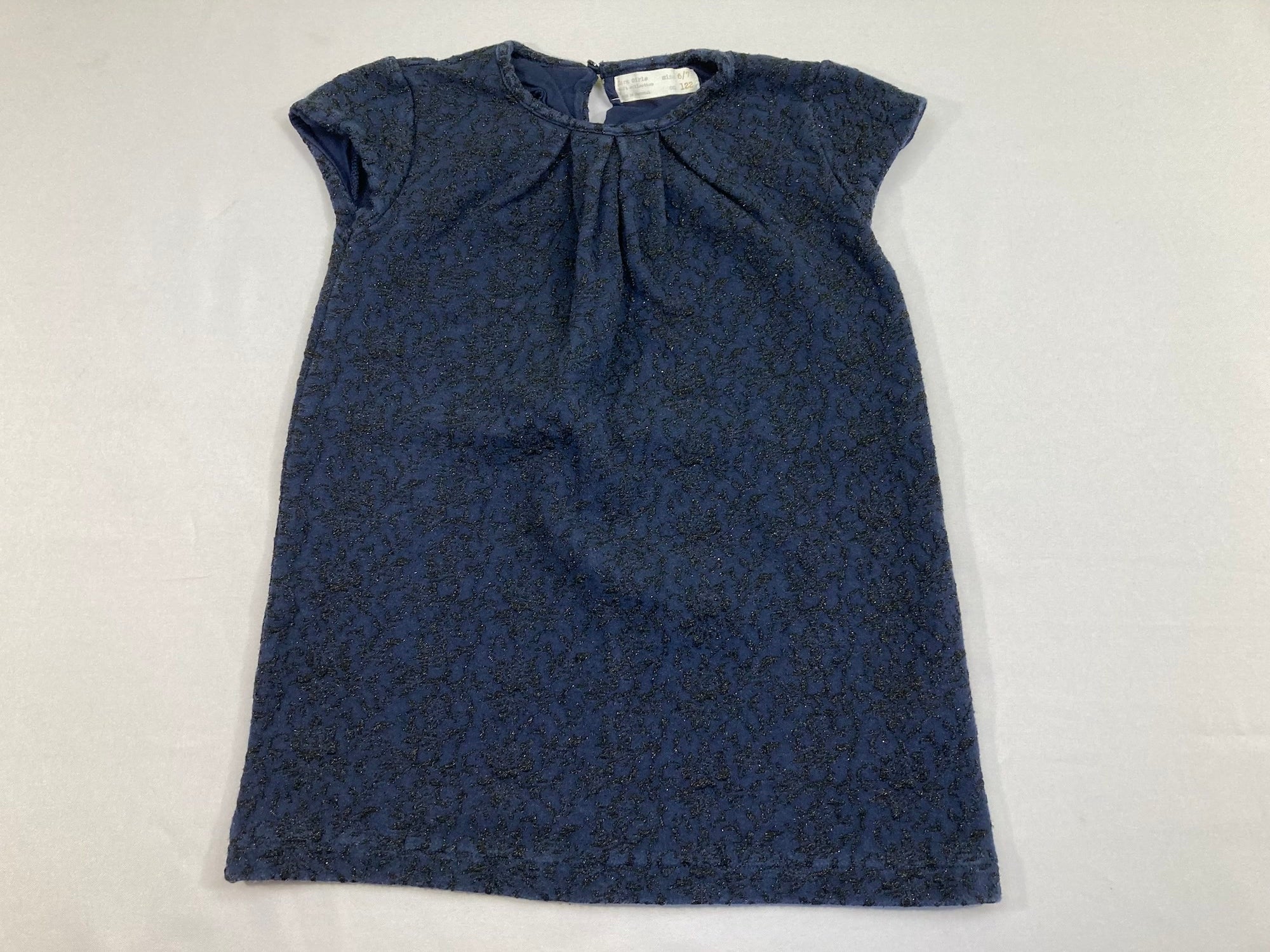 Robe m.c jersey épais bleu foncé/noir texturé