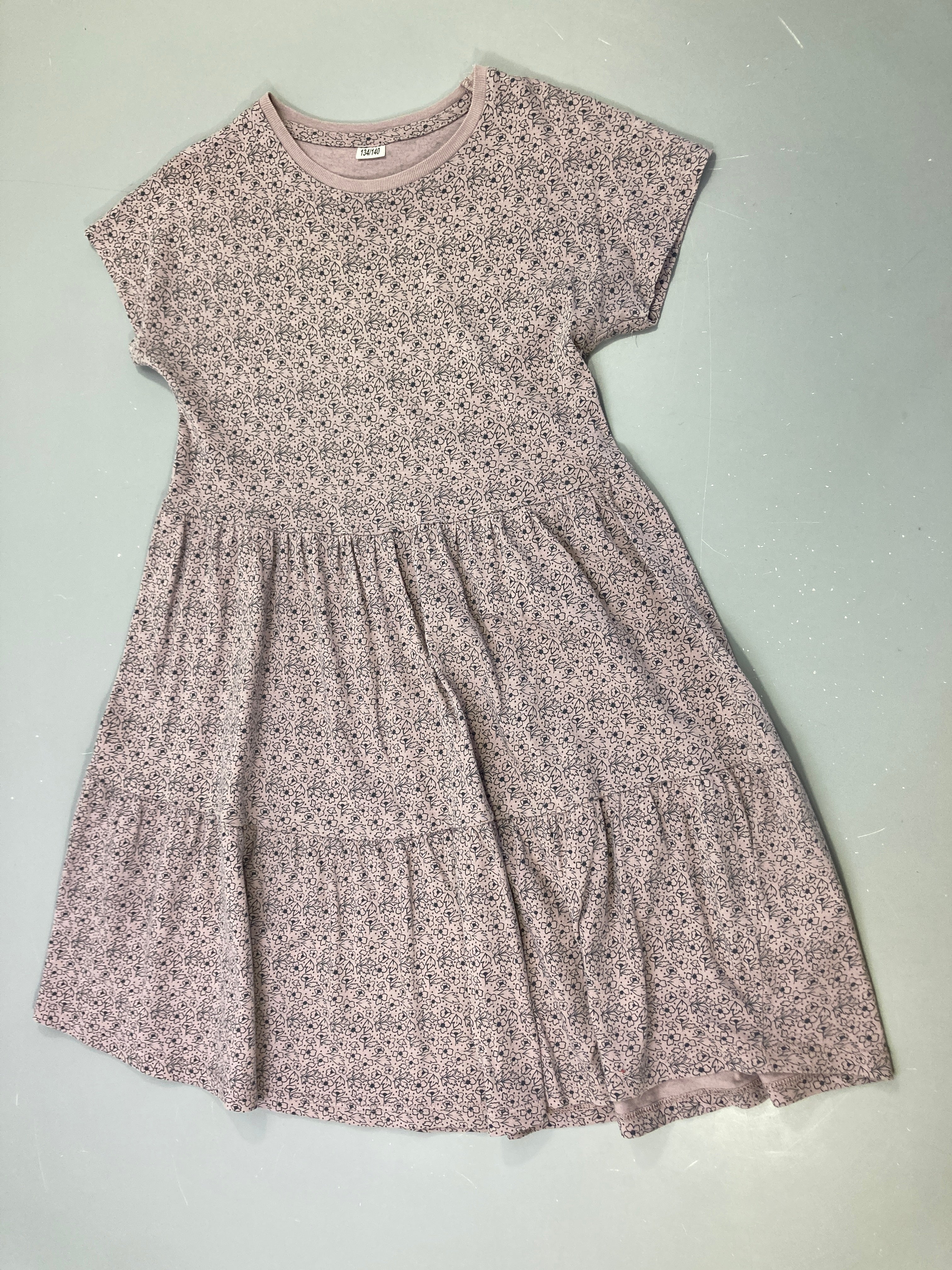 Robe m.c jersey lilas fleuri gris